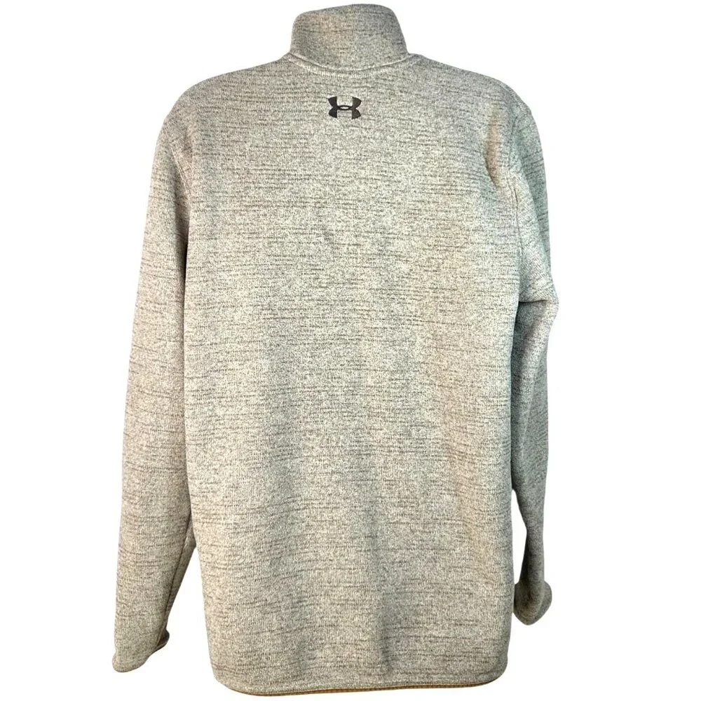 Under Armour Mens Specialist Henley 1/4 Zip Pullover  M Tan Taupe Zip Pocket - Picture 2 of 7